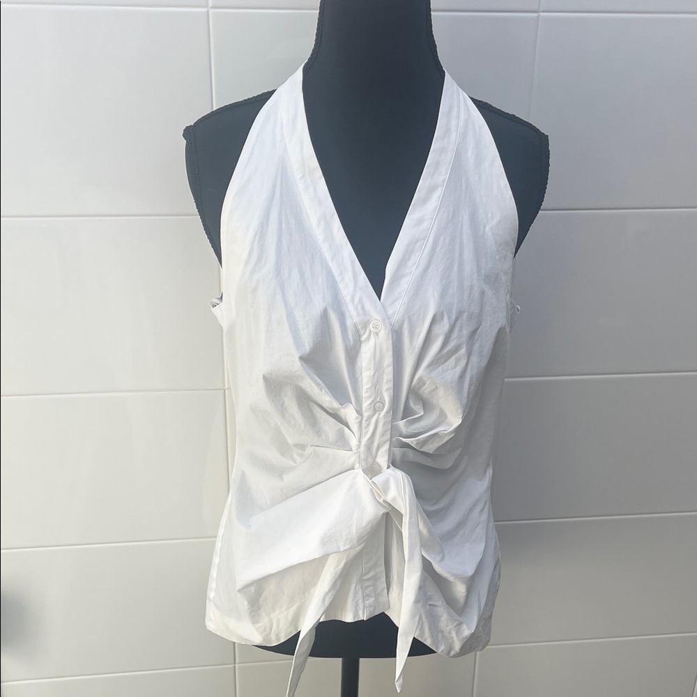 DREW White Halter Tank Top